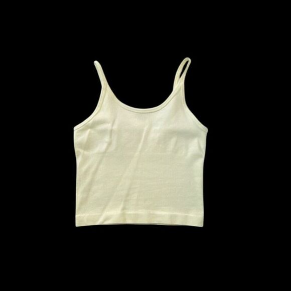 Yellow Sleeveless Crop Top With Adjustable Straps S 92% Polyamide 8% Elastane - Picture 2 of 5